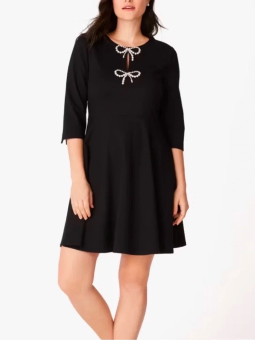 NEW Kate Spade Pearl Bow Ponte Dress in Black